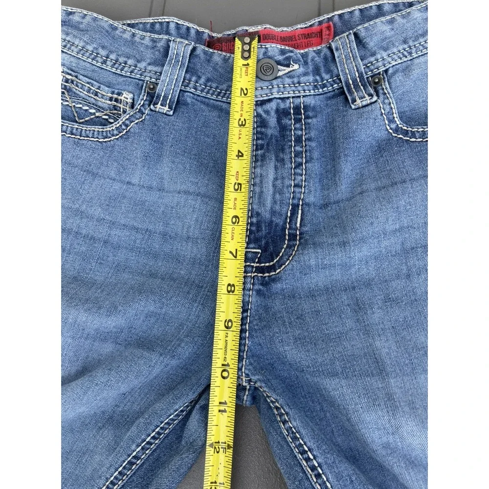 Rock & Roll Denim Jeans Mens 32 x 34 Blue Double Barrel Straight Leg Western